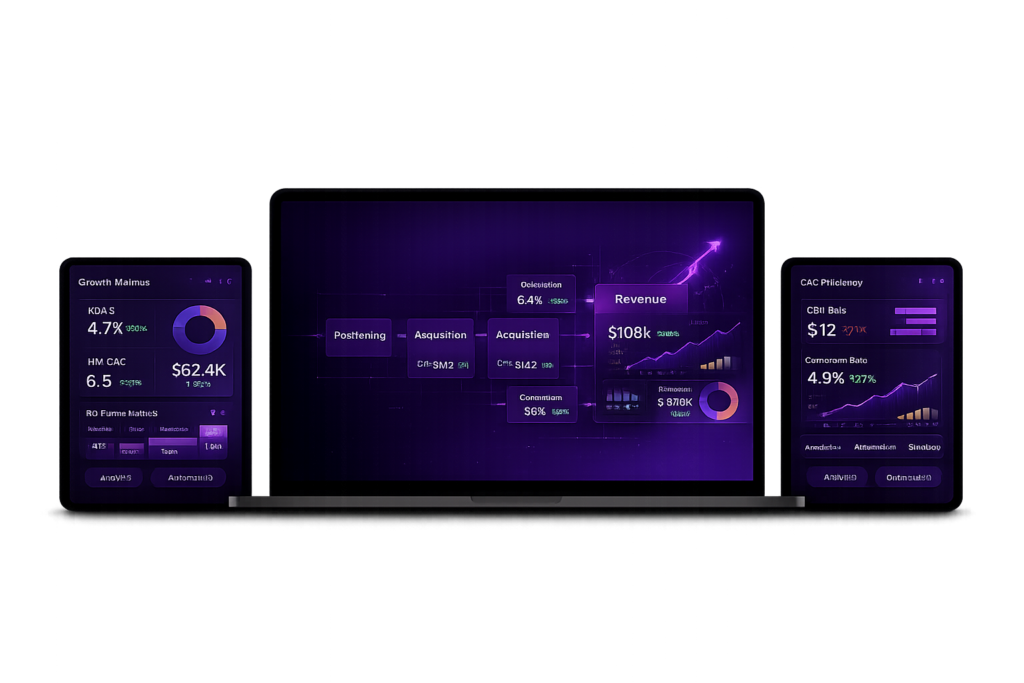 This image show the marketing dashboad on the laptop and tablet mockup